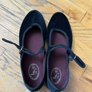 Flabelus Velvet Black Mary Jane Flats